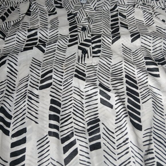 Top Notch Shirt Plus Size 24W Polyester Blouse White Black Geometric Vintage USA - Picture 14 of 15